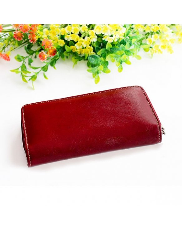 Red wallet for women genuine leather