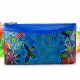 Blue leather cosmetic bag