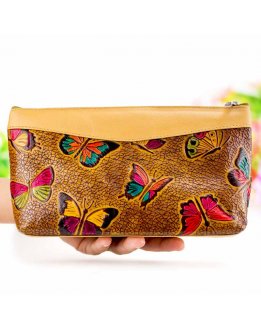 Leather cosmetic bag for women