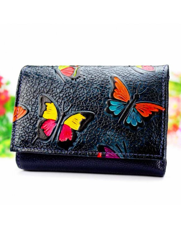  Cartera azul con monedero para mujer